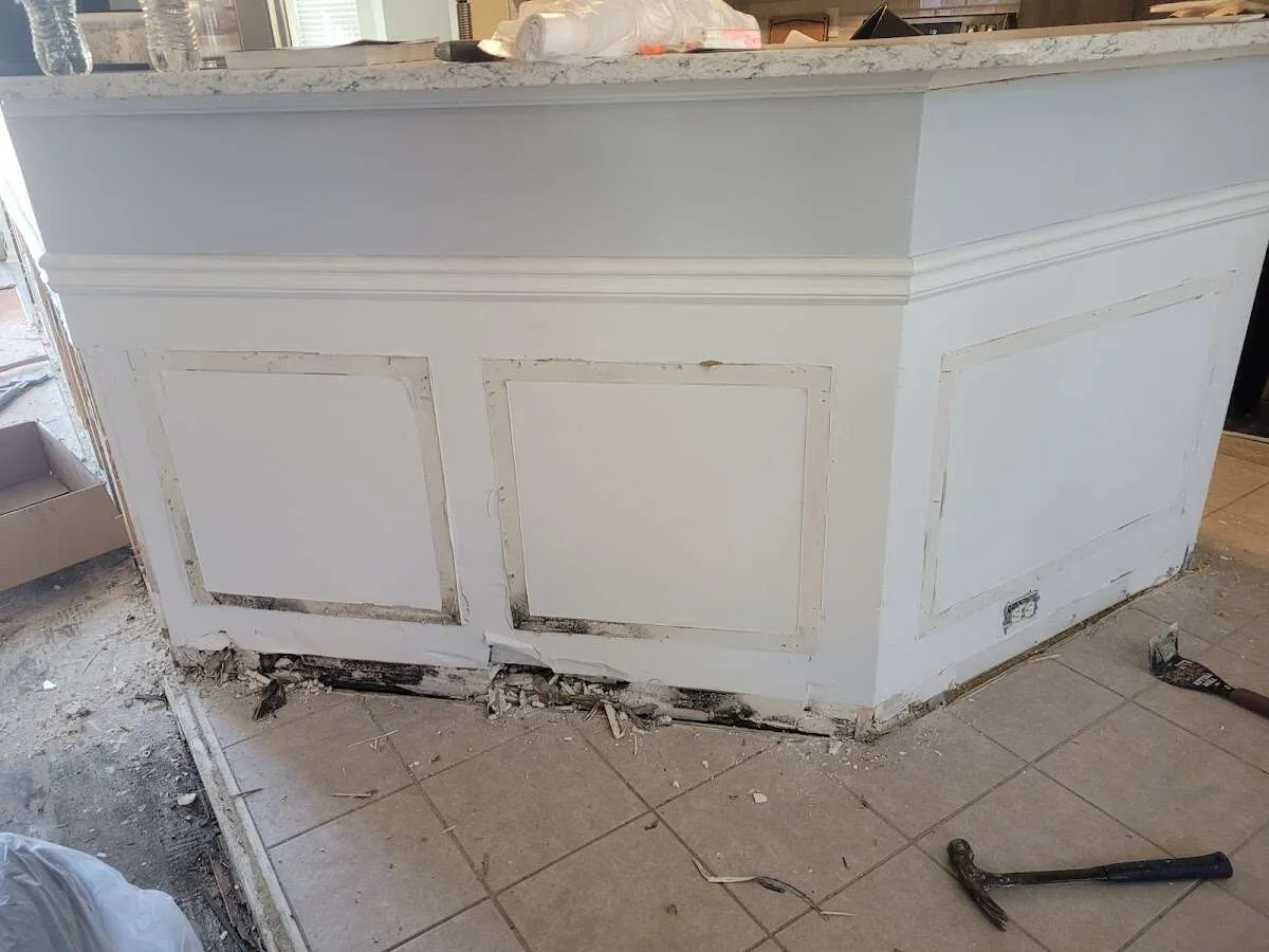 Water damage and mold on kitchen during Burst Pipe Cleanup in Miramar Beach